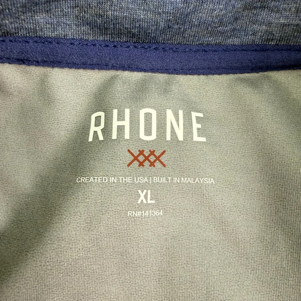 Rhone Jacket Men's XL Blue Grey Heather Tech Hybrid Full Zip Track Athletic